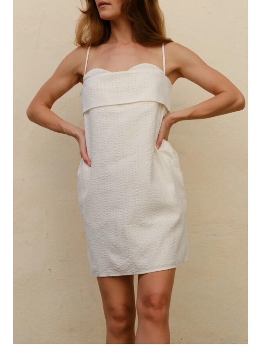 NWT Toit Volant Verona Short Dress In Natural. Cotton Seersucker SMALL $175